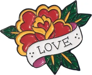 Tattoo Rose Love Art Flower Enamel Lapel Pin