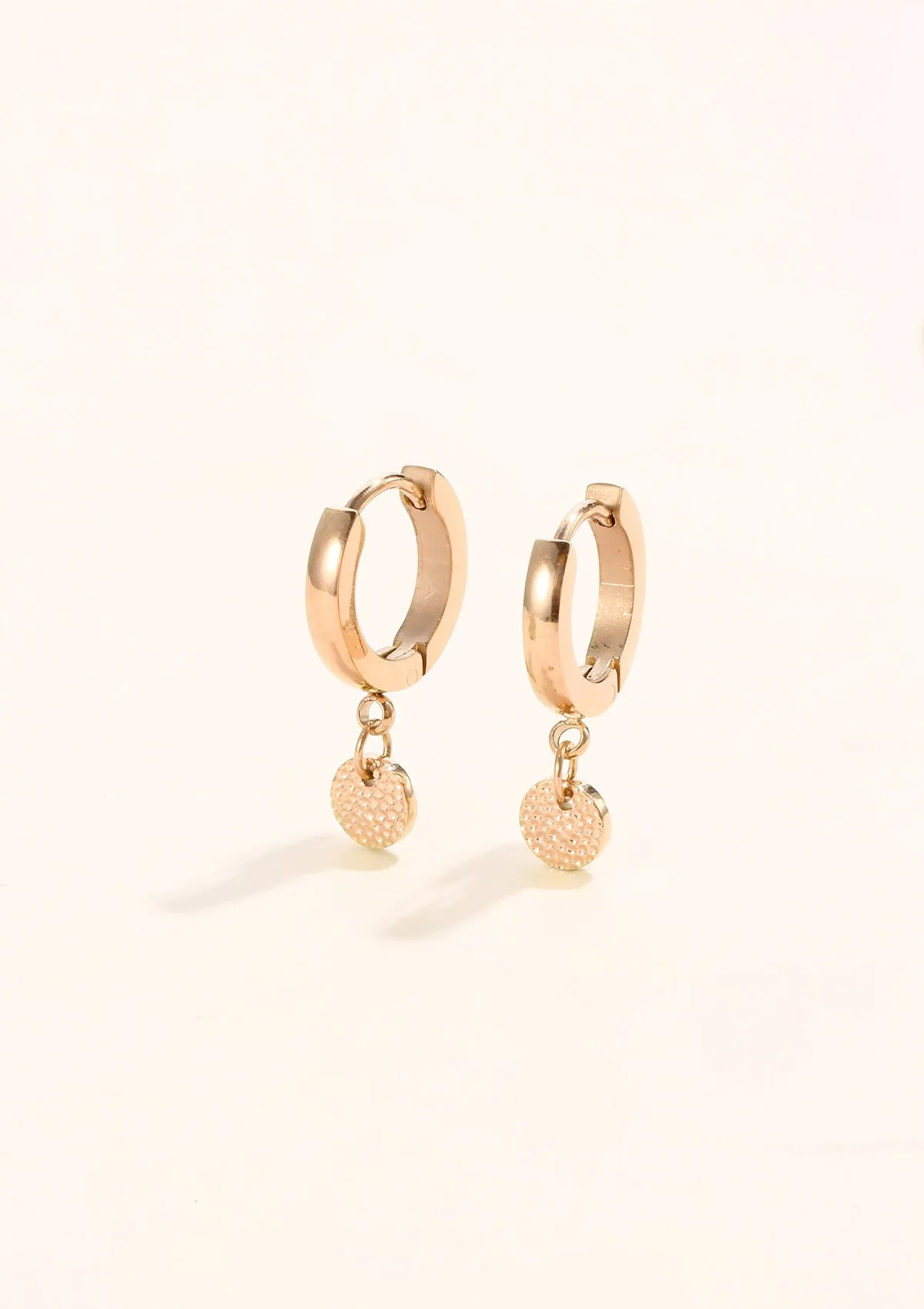Textured Circle Hoop Earrings Rose Gold