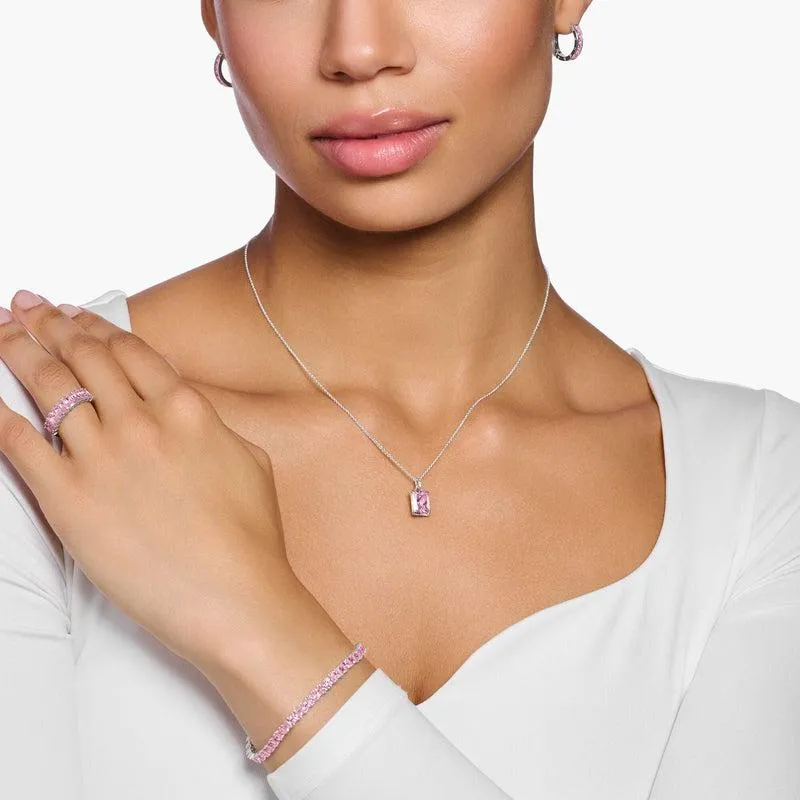 Thomas Sabo Necklace with Pink and White Stones - Silver