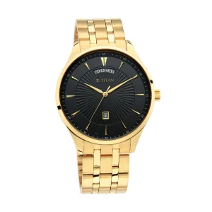 Titan Regalia Opulent Black Dial Analogue with Day and Date Stainless Steel Strap watch for Men