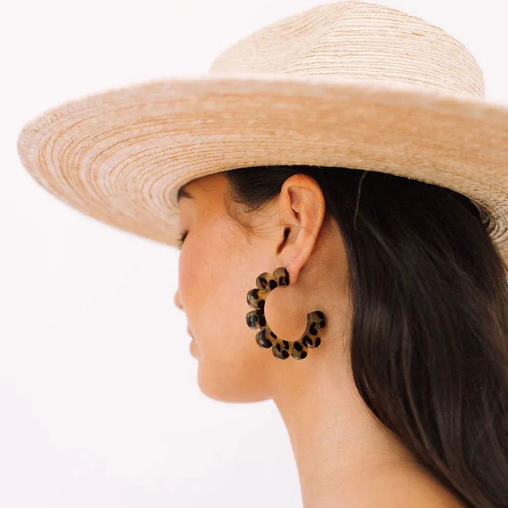 Tortoise Flower Outline Hoops