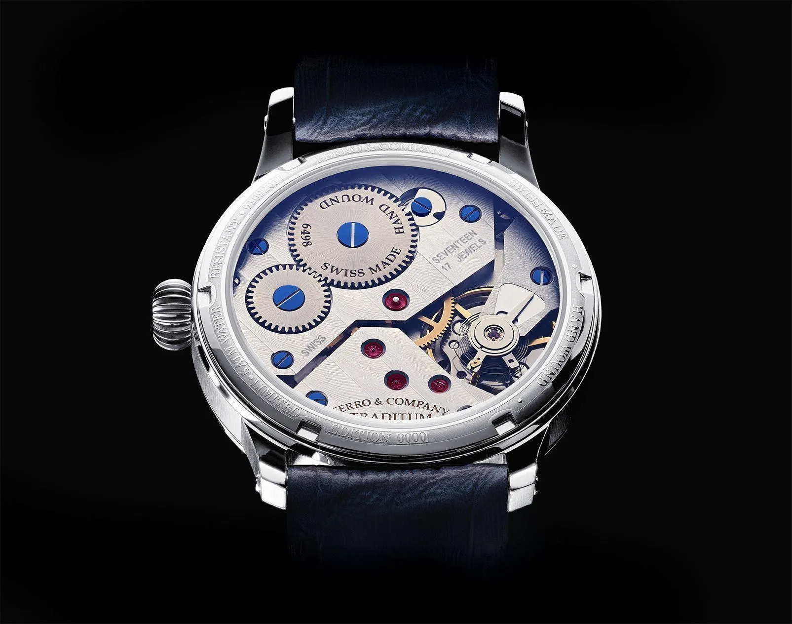 TRADITUM VINTAGE STYLE DRESS WATCH BLUE / ROMAN