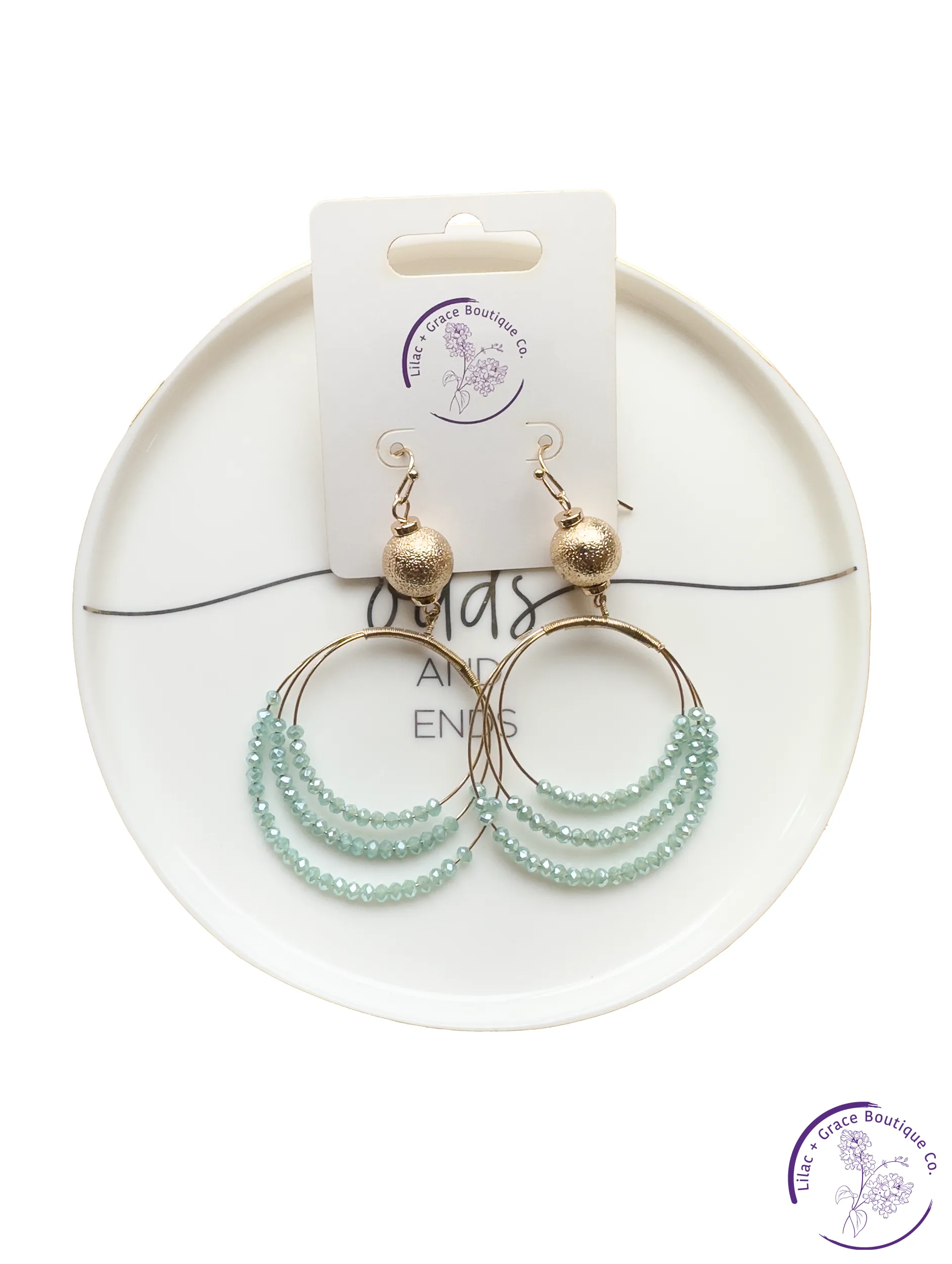 Triple Beaded Hoop Earrings