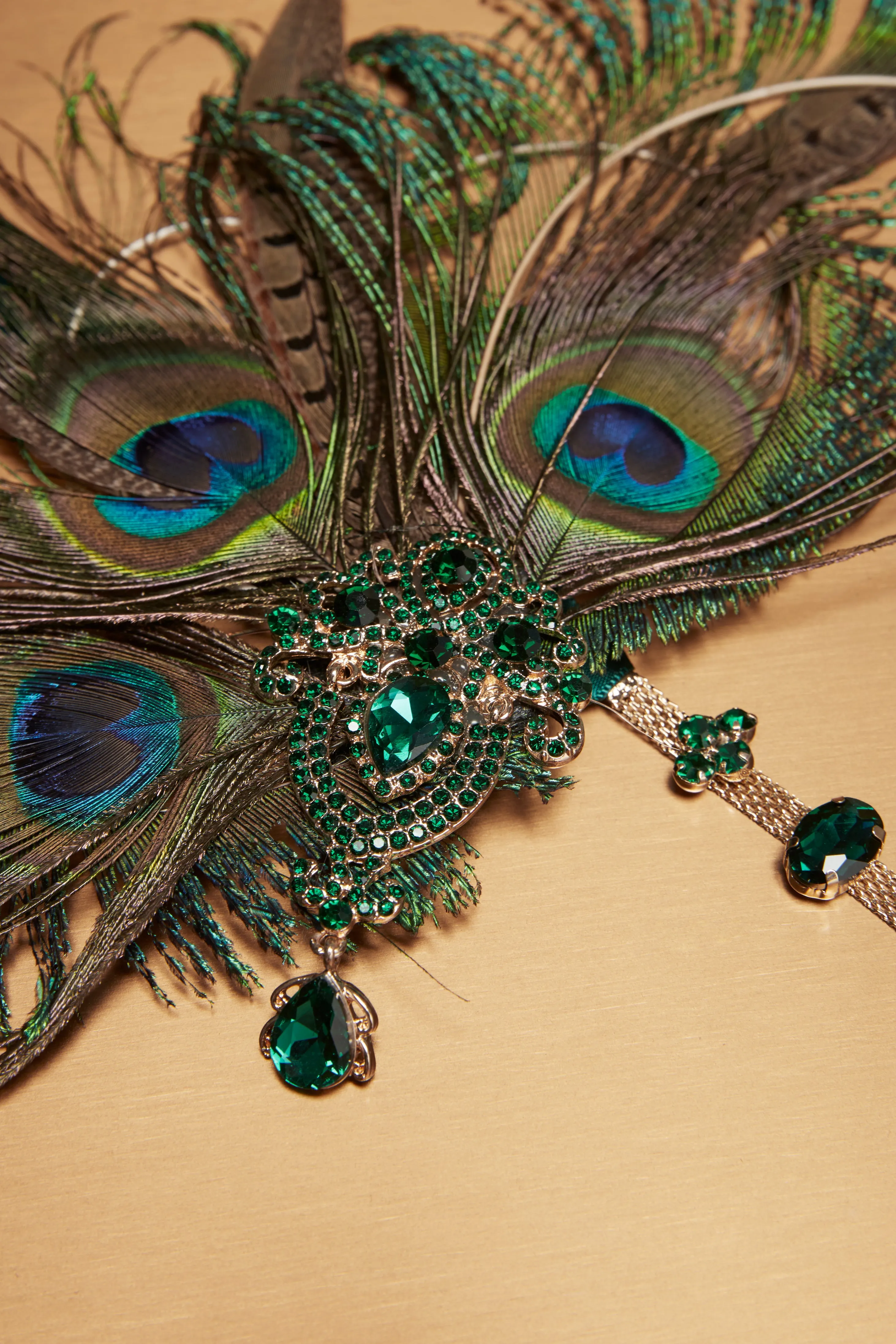 Vintage Rhinestone Peacock Feather Headpiece