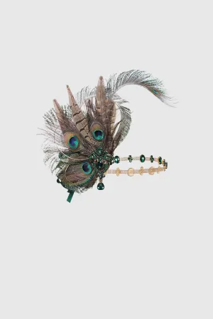Vintage Rhinestone Peacock Feather Headpiece