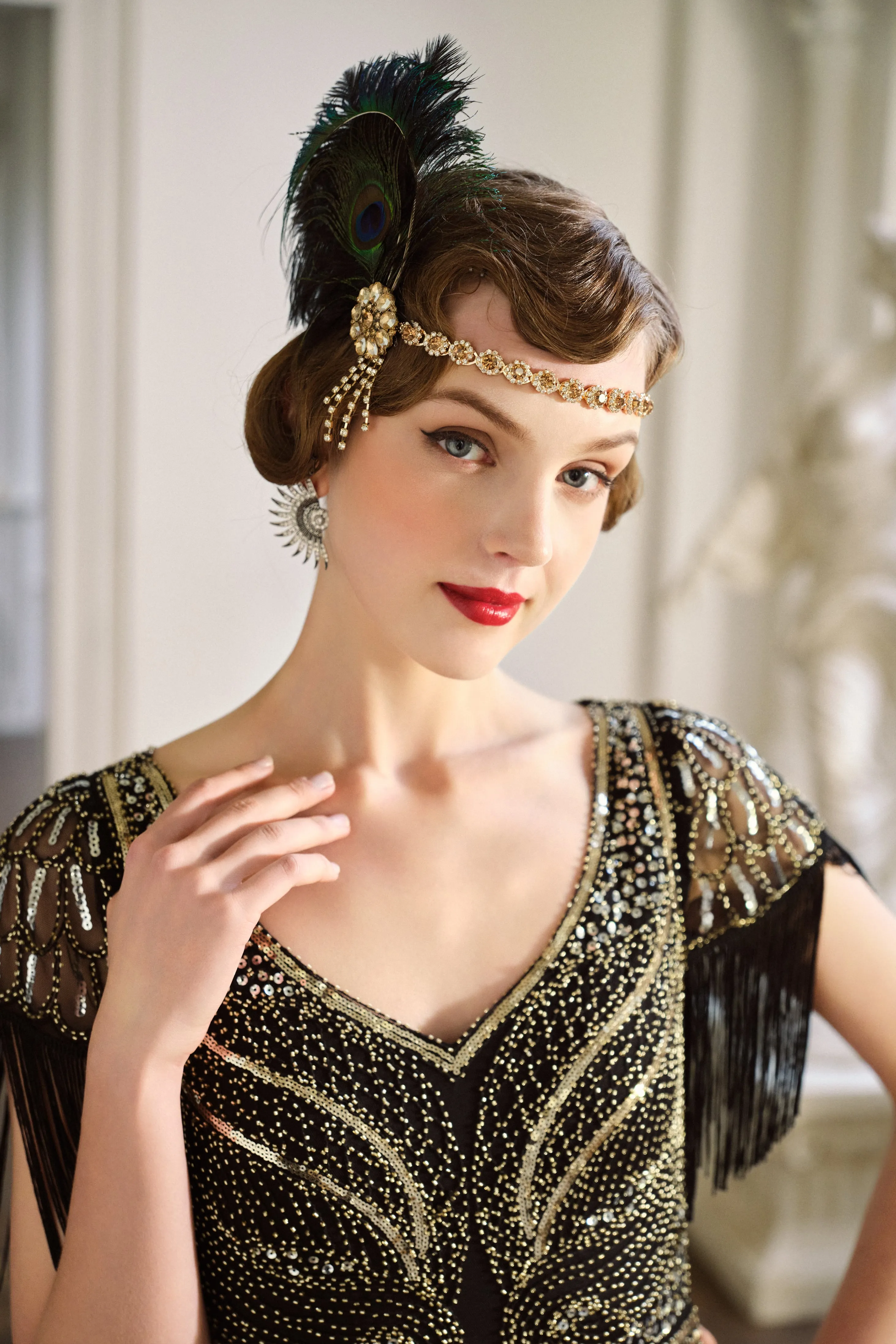 Vintage Rhinestone Peacock Headpiece