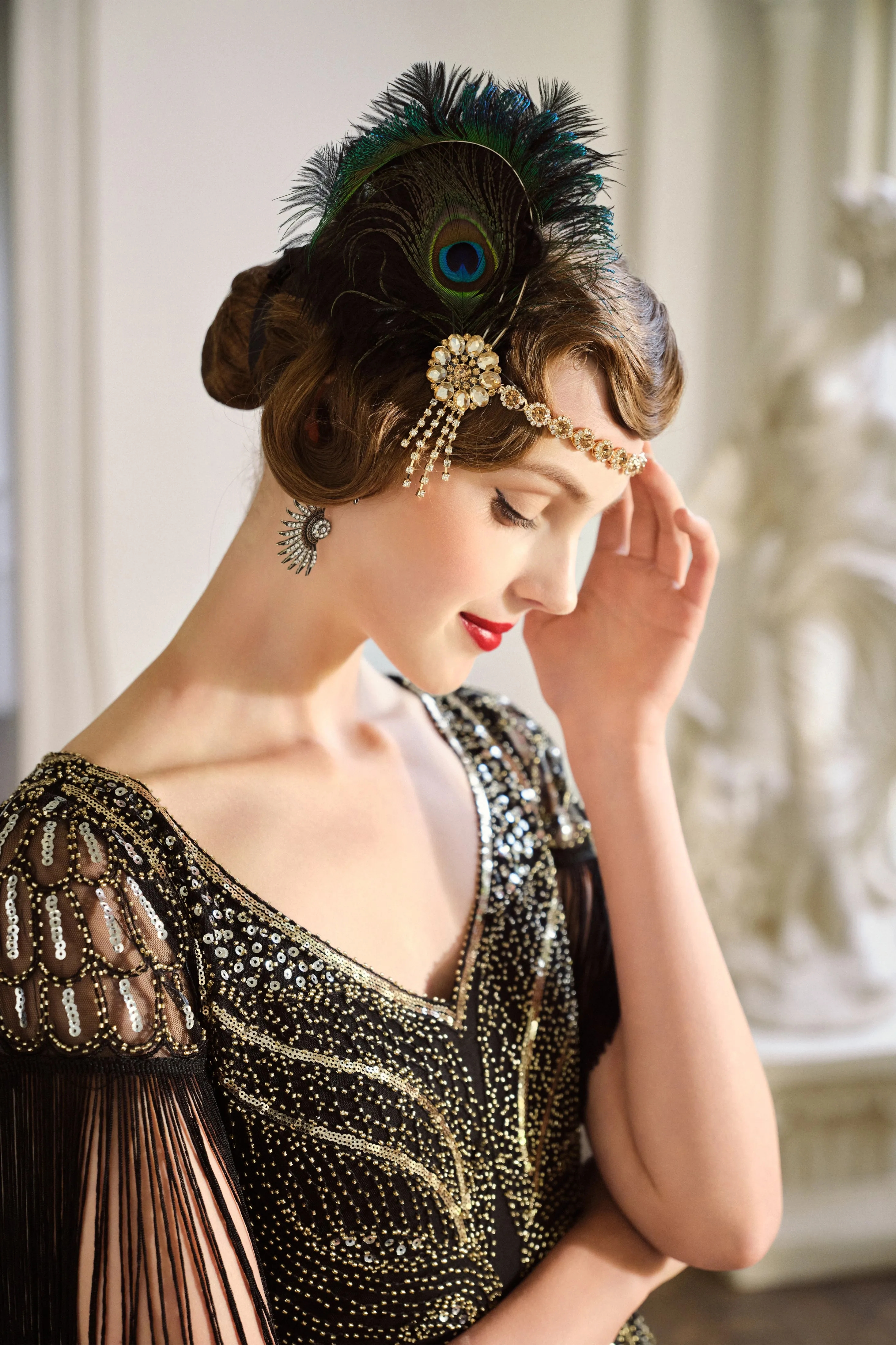 Vintage Rhinestone Peacock Headpiece