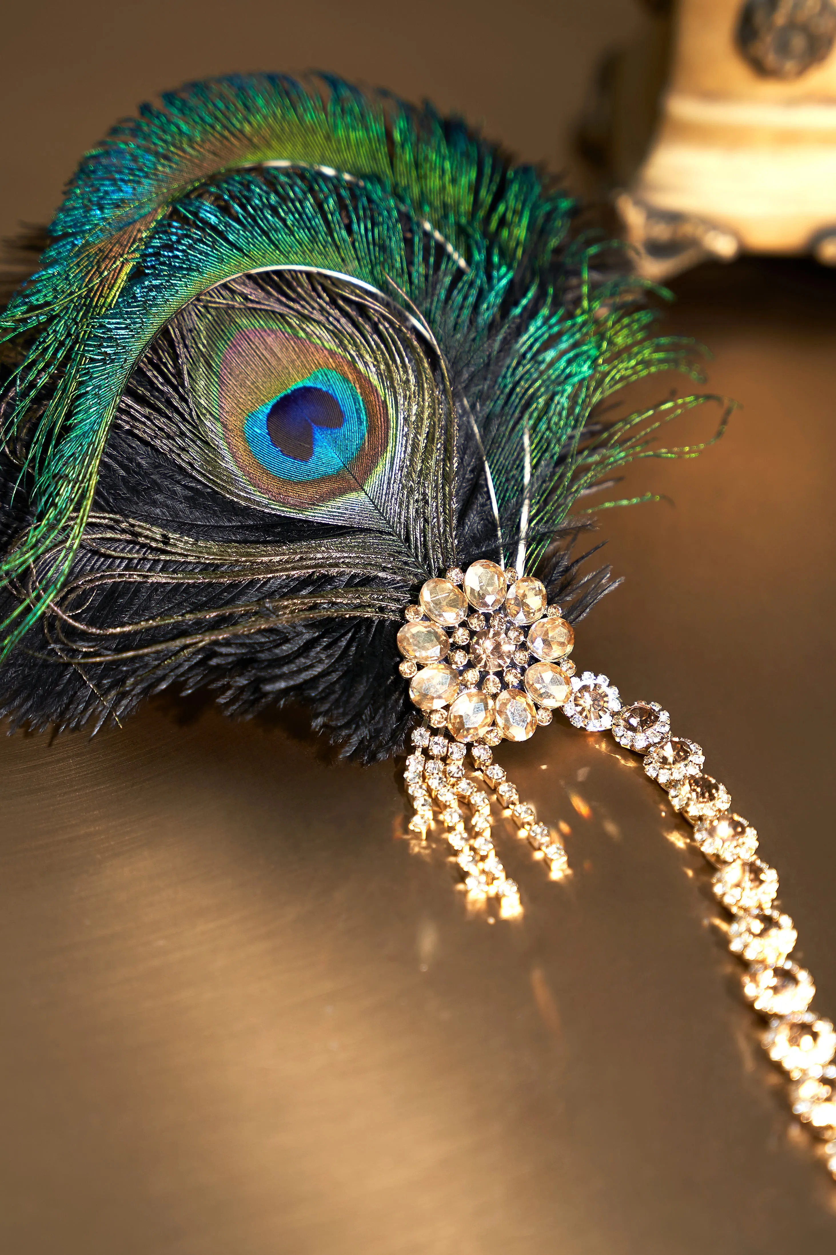 Vintage Rhinestone Peacock Headpiece