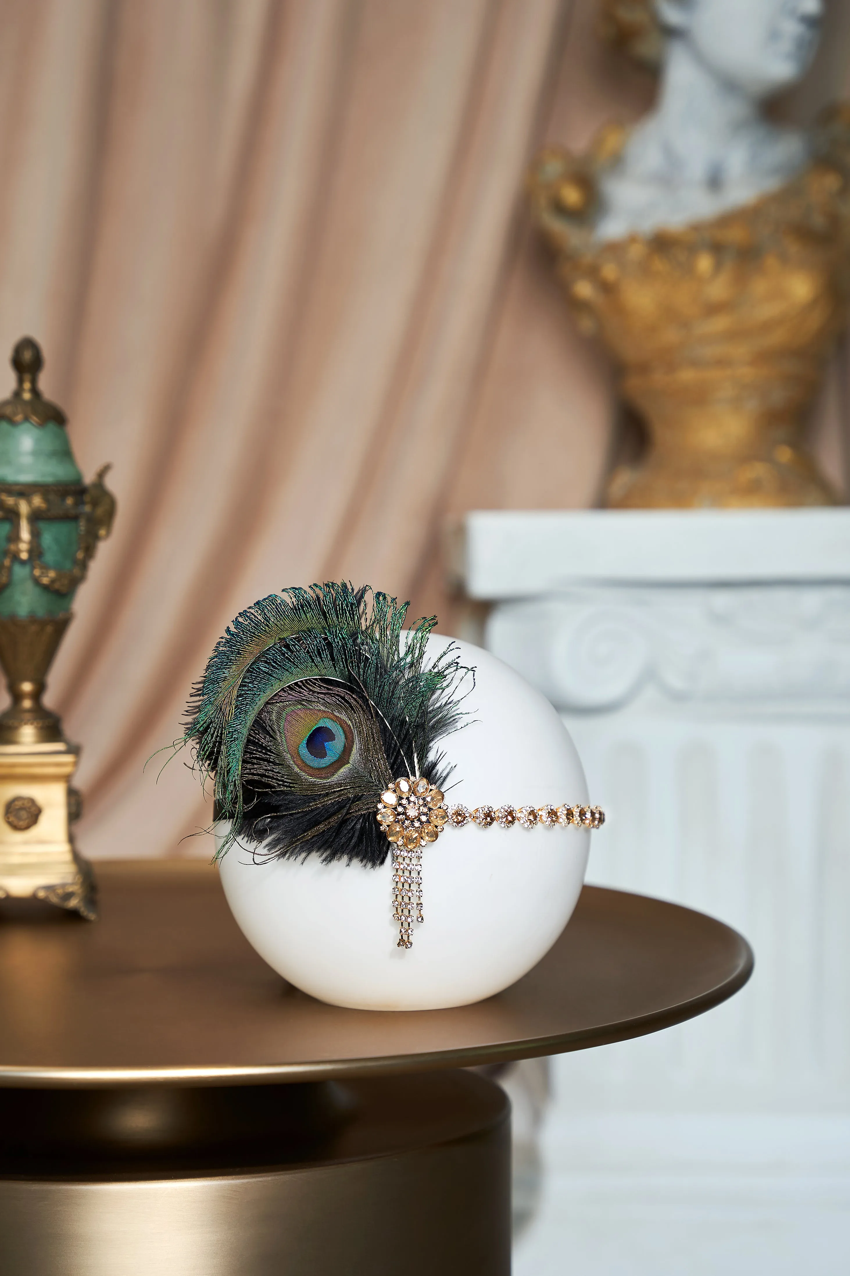 Vintage Rhinestone Peacock Headpiece