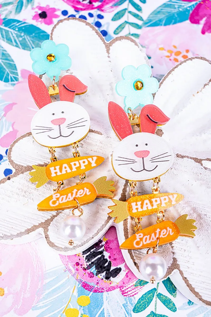Viola Happy Easter Glitter Dangle Acrylic Earrings