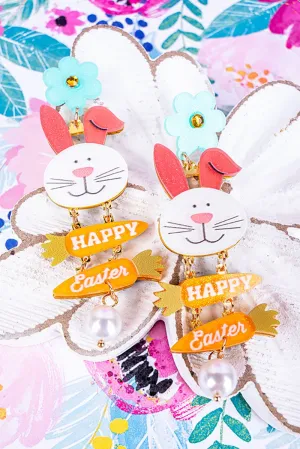 Viola Happy Easter Glitter Dangle Acrylic Earrings