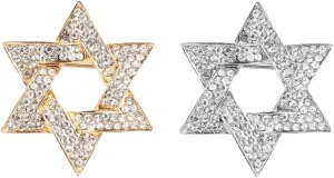 Women Girl Crystal Star of David Brooch Pins Lapel Pin