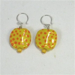 Yellow and Orange Kazuri Earrings